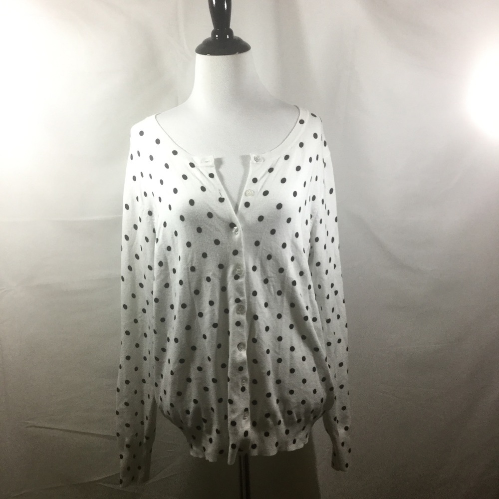 Polka dot cardigan.  George brand.  Black/white.